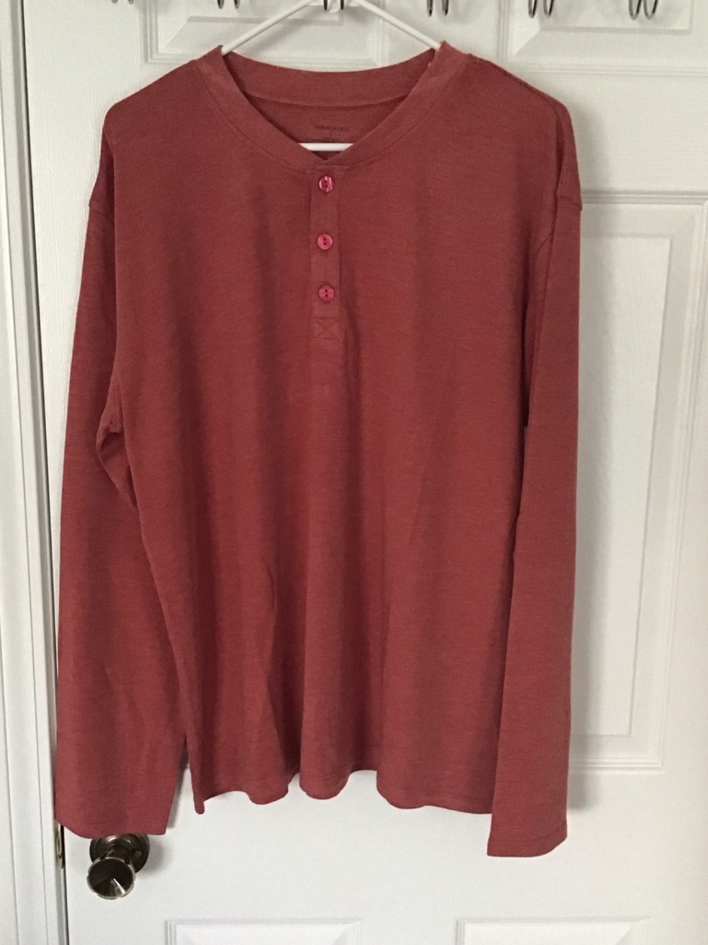 summersalt rust henley with pink buttons